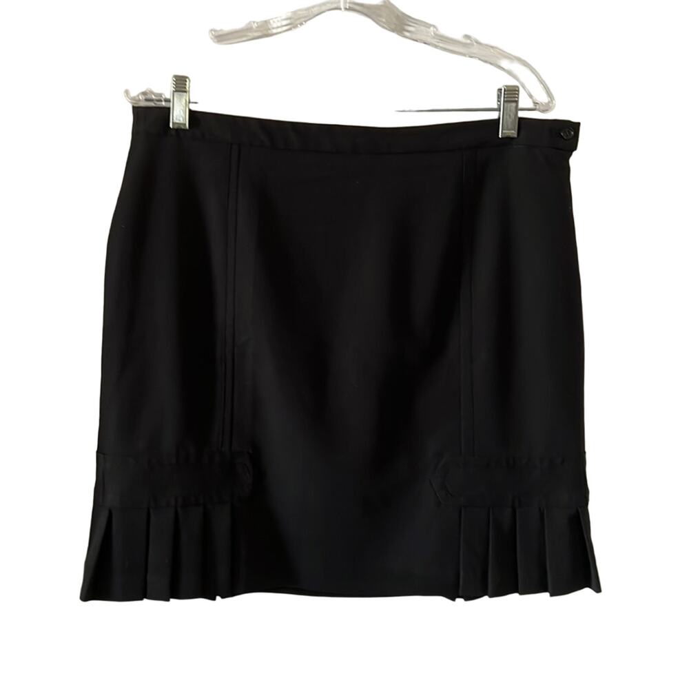 Studio M Black Lined Skirt Size 12 Bottom Pleated Detail at Sides Business Mini